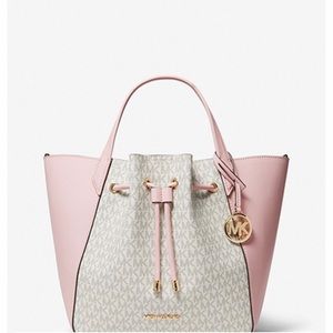 Michael Kors Phoebe Large Two-Tone Logo Bucket Bag